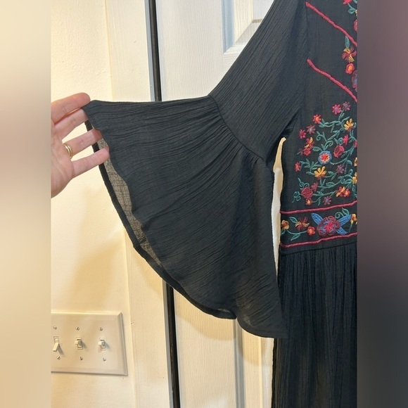 UMGEE Black Embroidered Tunic Dress Gauzy Boho Whimsy Goth Women Sz M - Picture 5 of 10